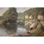 R.G.TROW (XX). Modern British school .Mill on the Avon' with boats and figures, see verso, signed