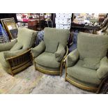 THREE ERCOL RENAISSANCE COTTAGE STYLE ARMCHAIRS