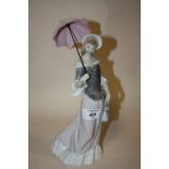 A LLADRO FIGURE OF A LADY WITH PARASOL