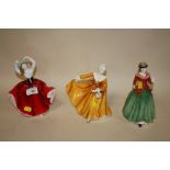 THREE ROYAL DOULTON FIGURES COMPRISING HOLLY HN3647, KAREN HN2388 AND KIRSTY HN2381