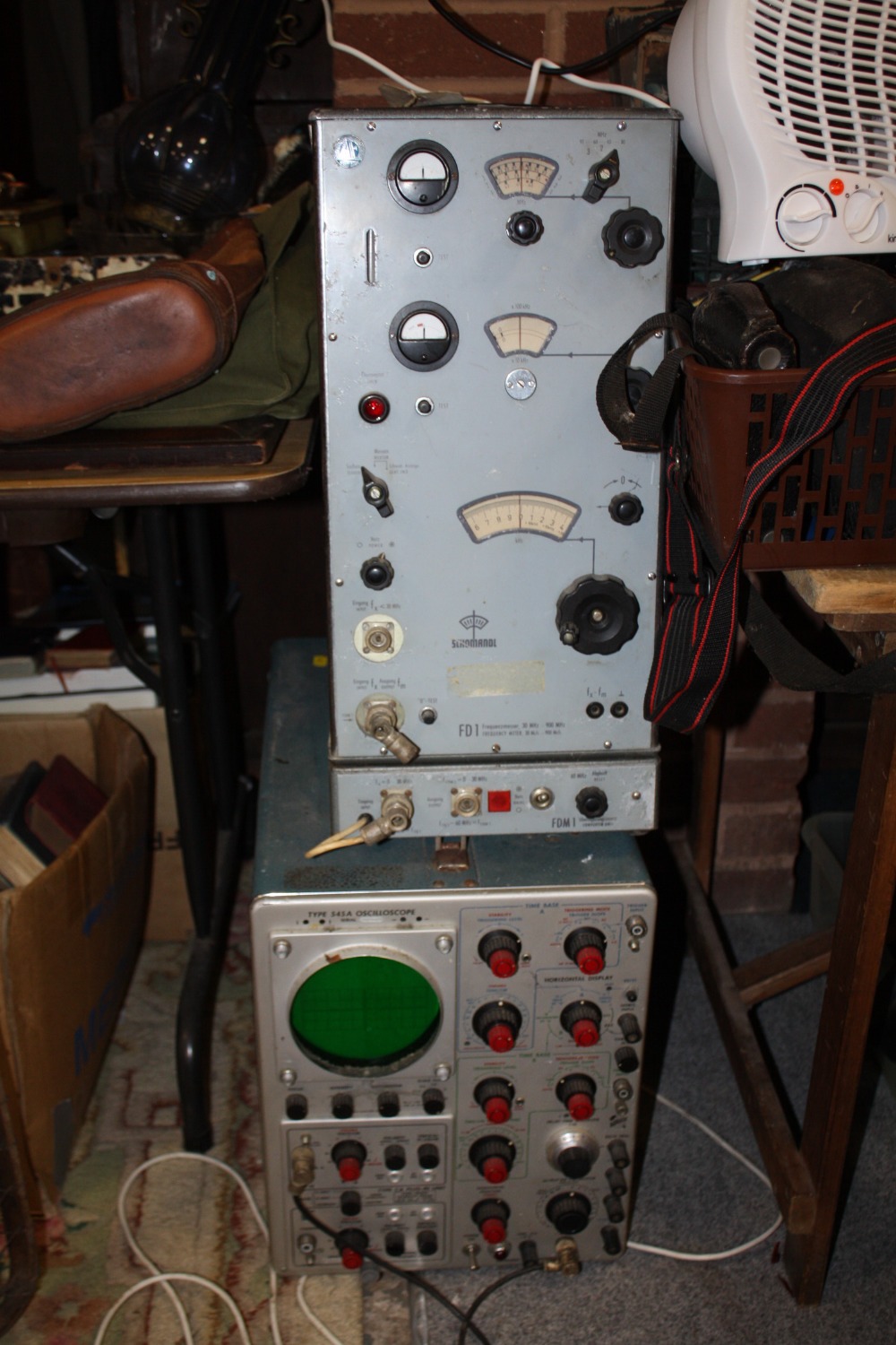 A TYPE 545A OSCILLOSCOPE TOGETHER WITH A SCHOMANDL FREQUENCY METRE