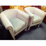 A PAIR OF MODERN UPHOLSTERED LAURA ASHLEY TUB ARMCHAIRS