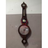 AN ANTIQUE ROSEWOOD ONION TOPPED BAROMETER - LOOSE BEZEL