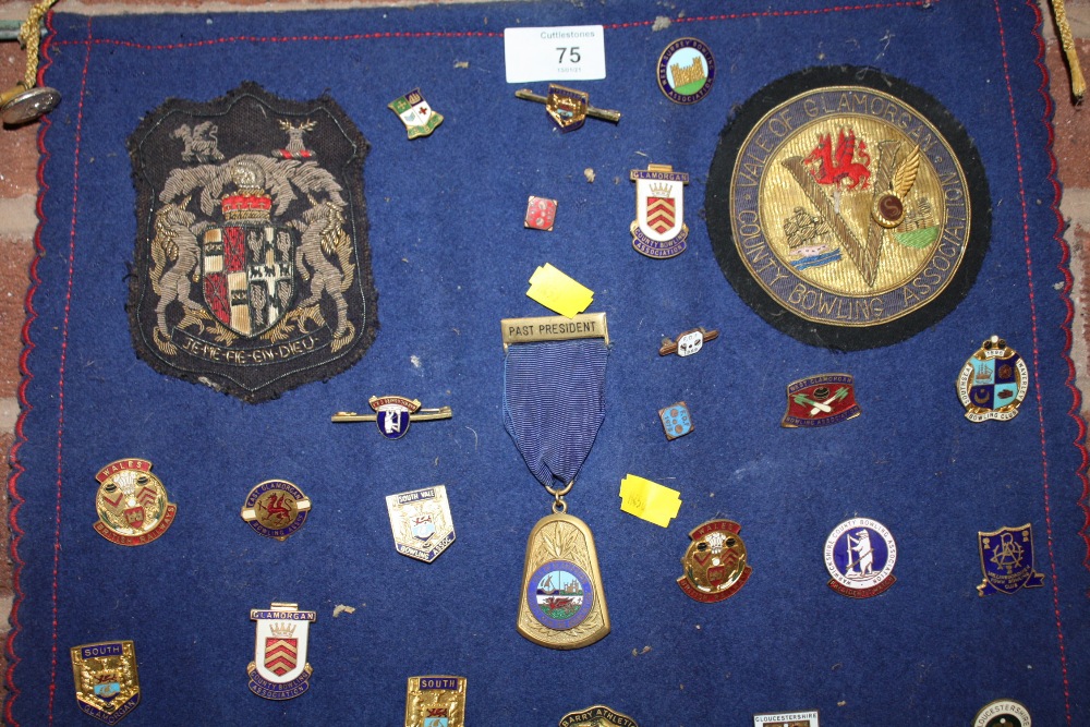 A WALL MOUNTED PENDANT DISPLAY OF WELSH BADGES AND MEDALS ETC - Image 2 of 4