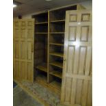 A LARGE ANTIQUE PINE TWO DOOR CUPBOARD H-201 W-146 CM