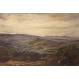 OLIVER HALL (1869-1957). A stormy Lancashire fell scene, see verso, signed lower right, oil on