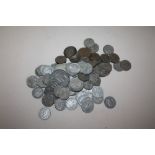 A BAG OF VINTAGE WHITE METAL COINAGE