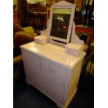 AN EDWARDIAN PAINTED PINE DRESSING TABLE W-91 CM