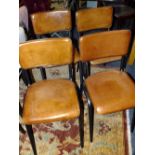 A SET OF 4 MODERN TAN LEATHER DINING CHAIRS