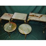 AN ONYX NEST OF THREE TABLES AND A PAIR OF ONYX TABLES (3)