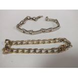 A STERLING SILVER CURB LINK BRACELET TOGETHER WITH ANOTHER, APPROX TOTAL WEIGHT 33.7G