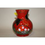 A SIGNED ANITA HARRIS ART POTTERY MUSHROOM PATTERN VASE