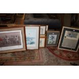 A COLLECTION OF PRINTS TO INCLUDE A SIGNED LIMITED EDITION BLACK LABRADOR PRINT, THREE GILT FRAMED