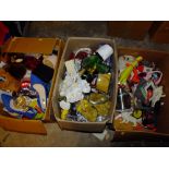 THREE BOXES OF ASSORTED ITEMS TO INCLUDE TOYS, PICTURE FRAMES, SUNDRIES ETC