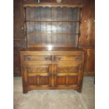 AN OAK DISPLAY WALL UNIT / DRESSER