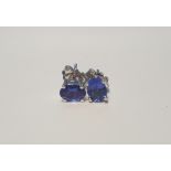 A PAIR OF TANZANITE SILVER STUDS