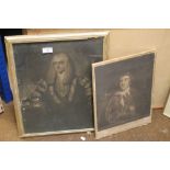 A MOUNTED ENGRAVING TITLED 'MR GARRICK IN THE CHARACTER OF KITELY TOGETHER WITH A FRAMED AND