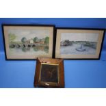 TWO FRAMED WATERCOLOURS, ON REVERSE IS "REV. T. HAMMOND' c.1975, 'Town Bridge Christchurch' and '