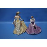 A ROYAL WORCESTER FIGURINE 'GARDEN PARTY' TOGETHER WITH A COALPORT FIGURINE 'PATRICIA' (2)