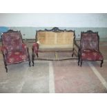A FRENCH STYLE PARLOUR THREE PIECE SUITE A/F MADE BY WILLIETS CABINET MAKERS