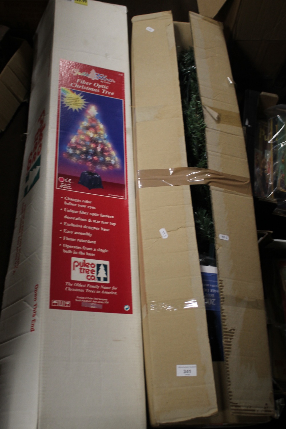 TWO BOXED CHRISTMAS TREES