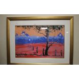 A FRAMED AND GLAZED LIMITED EDITION ROLF HARRIS PRINT, 111/195, 104 X 78 CM