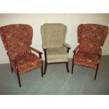 THREE FIRESIDE HIGH SEATED CHAIRS