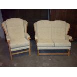 A TWO PIECE SUITE, TWO SEATER AND CHAIR