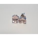 A PAIR OF MORGANITE SILVER STUDS