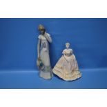 A COALPORT FIGURINE "LOUISA" TOGETHER WITH A CASCADES FIGURINE (2)