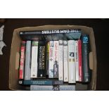 A SMALL BOX OF HARDBACK AND PAPERBACK MILITARY INTEREST BOOKS