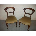 TWO ANTIQUE BALLOON BACK CHAIRS, SPRUNG SEATED