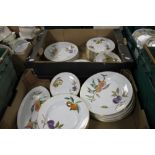 TWO TRAYS OF ROYAL WORCESTER 'EVESHAM' TEA & DINNERWARE (TRAYS NOT INCLUDED)