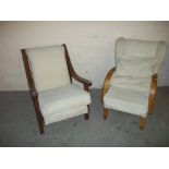 TWO VINTAGE MID 1900S EASY CHAIRS
