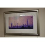 A FRAMED AND GLAZED LIMITED EDITION ROLF HARRIS PRINT 43 X 28 CM INCLUDING FRAME