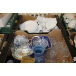 TWO TRAYS OF CERMICS AND GLASSWARE (TRAYS NOT INCLUDED)¦