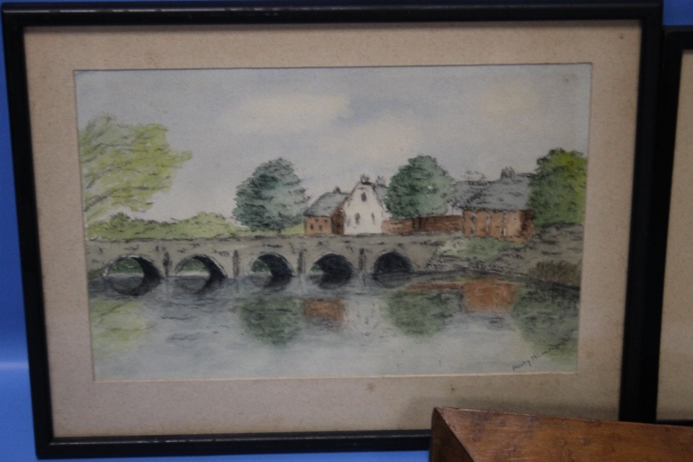 TWO FRAMED WATERCOLOURS, ON REVERSE IS "REV. T. HAMMOND' c.1975, 'Town Bridge Christchurch' and ' - Image 3 of 4