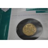 A VICTORIAN 1854 SHIELD BACK SOVEREIGN IN ROYAL MINT COLLECTORS SERVICES PACKET.