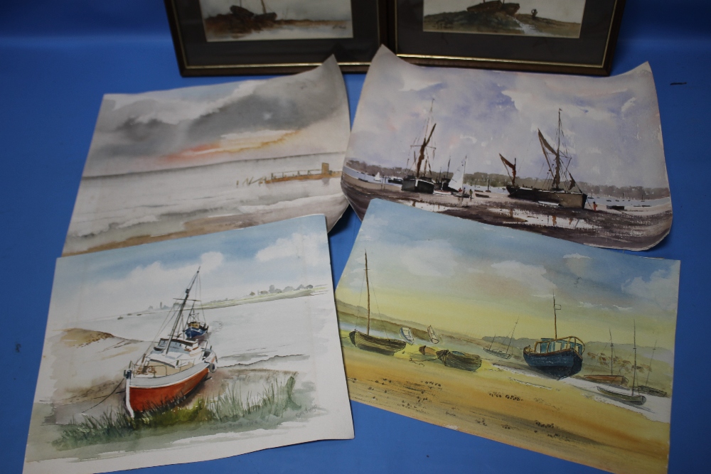 JAN CLUTTORBUCK, WATERCOLOUR OF A HARBOUR SCENE, along with two framed J.S Moody watercolours of - Image 4 of 4