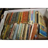 A TRAY OF VINTAGE PAN PAPERBACK BOOKS TOGETHER WITH VARIOUS CHILDREN'S PAPERBACKS