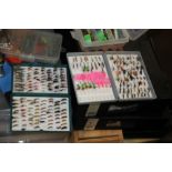 A LARGE QUANTITY OF FLY FISHING ACCESSORIES TO INCLUDE FLIES, FLY TYING TOOLS ETC.