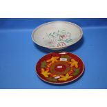 A POOLE LARGE DISH DIA. 32 CM TOGETHER WITH A POOLE PLATE DIA. 26 CM¦Condition Report:No obvious