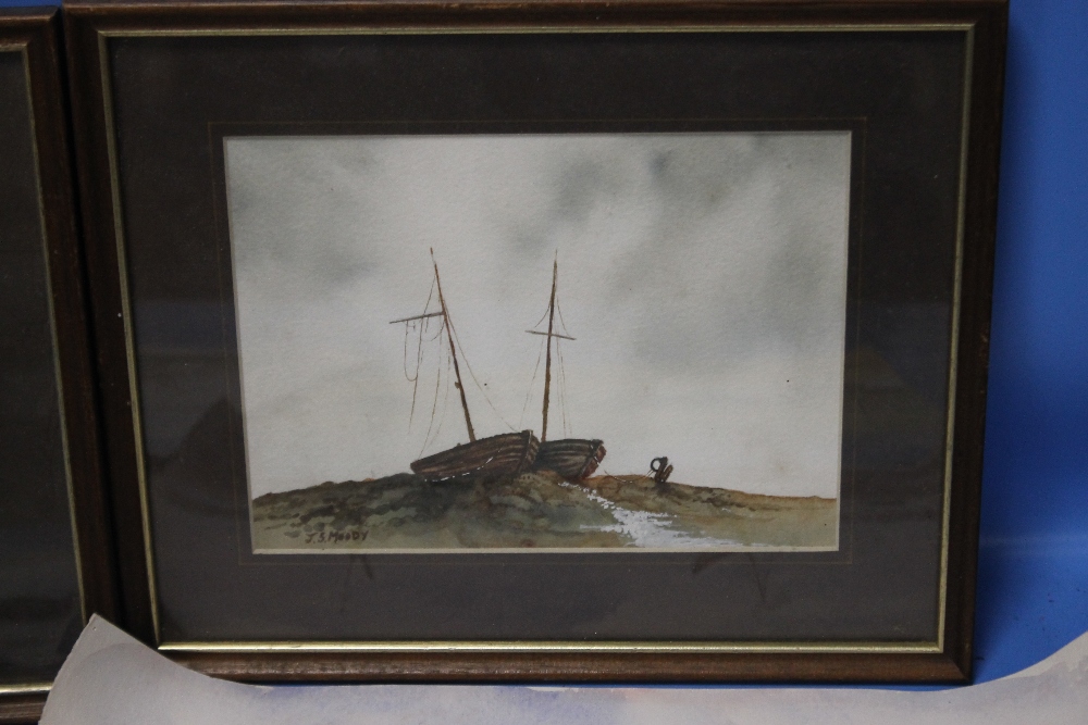 JAN CLUTTORBUCK, WATERCOLOUR OF A HARBOUR SCENE, along with two framed J.S Moody watercolours of - Image 3 of 4