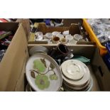 TWO TRAYS OF CERAMICS TO INCLUDE DENBY (TRAYS NOT INCLUDED)¦