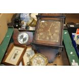 A WALLCLOCK, TWO MANTEL CLOCKS ETC.