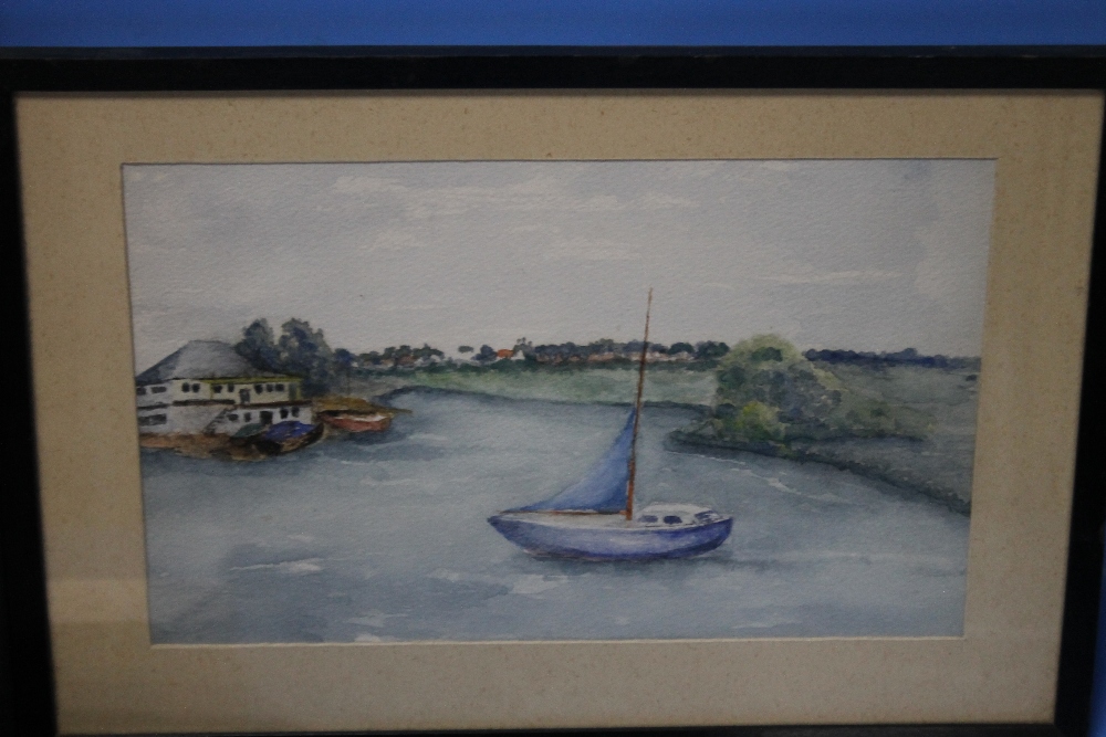 TWO FRAMED WATERCOLOURS, ON REVERSE IS "REV. T. HAMMOND' c.1975, 'Town Bridge Christchurch' and ' - Image 4 of 4