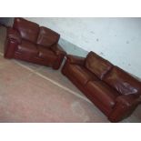 A TWO PIECE LEATHER SUITE - 3 + 2 SEATER SOFAS