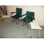TWO FOLDING FISHERMAN'S CHAIRS AND TWO FOLDING STOOLS