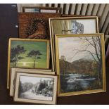 A QUANTITY OF PICTURES AND PRINTS TO INCLUDE LANDSCAPES