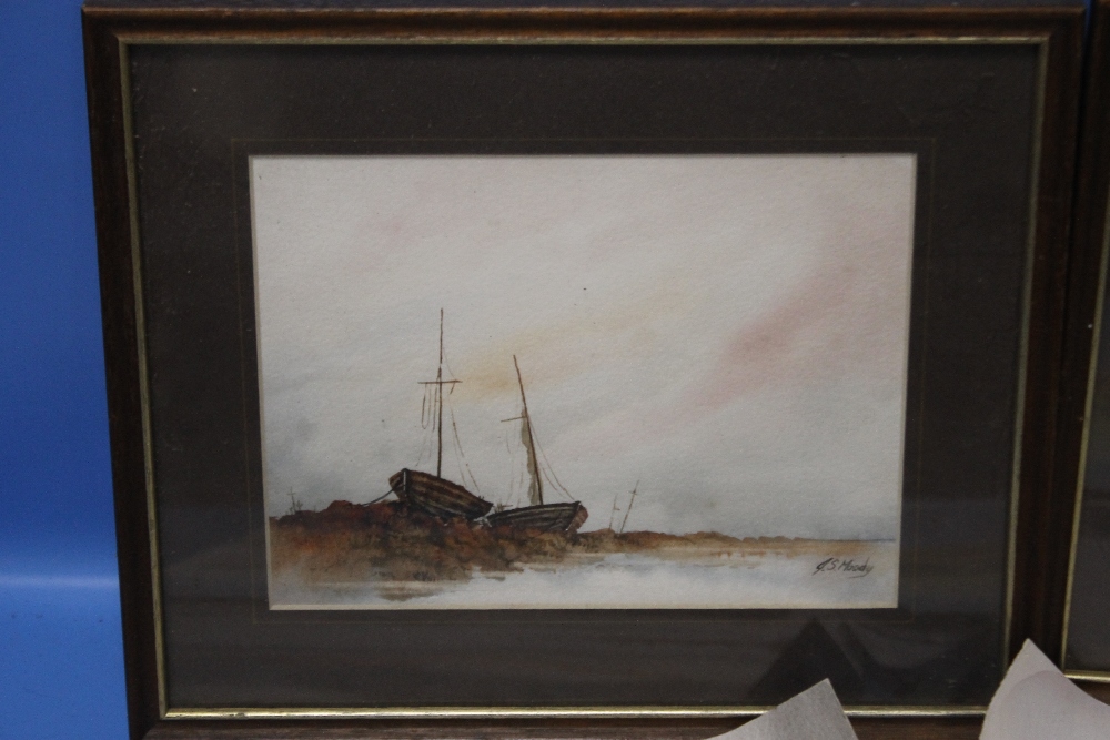 JAN CLUTTORBUCK, WATERCOLOUR OF A HARBOUR SCENE, along with two framed J.S Moody watercolours of - Image 2 of 4